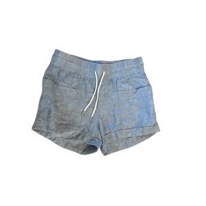 Women 8 Athleta Cabo Linen 4" Shorts Light Blue Pull-On Travel Beach Resort